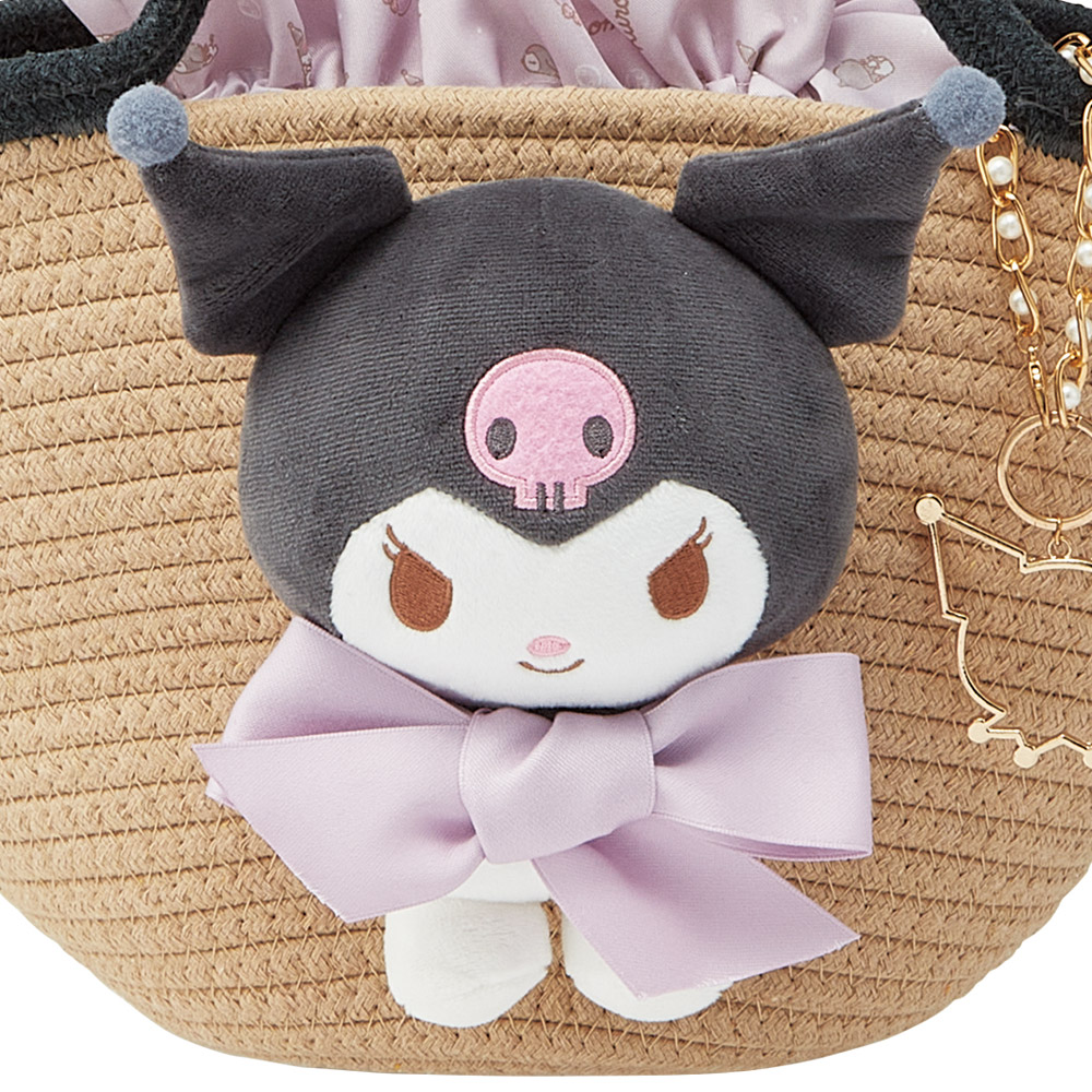 ぬいぐるみ付き かご風バッグ かご バッグ かばん かわいい キャラクター スケーター skater KNBB1 クロミ クロミちゃん サンリオ 女の子 女子【インナーバッグ付き チャーム付き 可愛い】