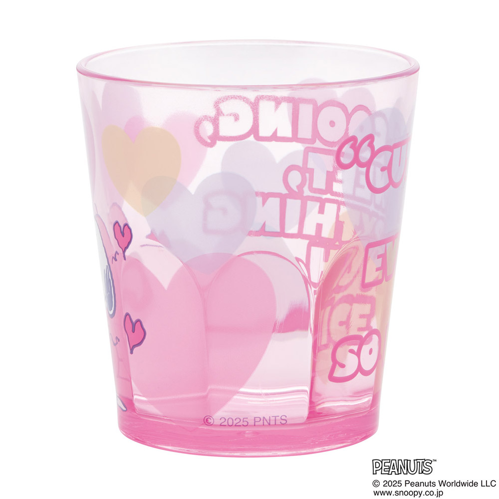 スケーター アクリル コップ 割れにくい 280ml プラスチック 子供 キッズ キャラクター skater KSA4J スヌーピー SNOOPY　クリアハート ピンク ピーナッツ【透明 クリア アクリルコップ 洗面所 タンブラー】