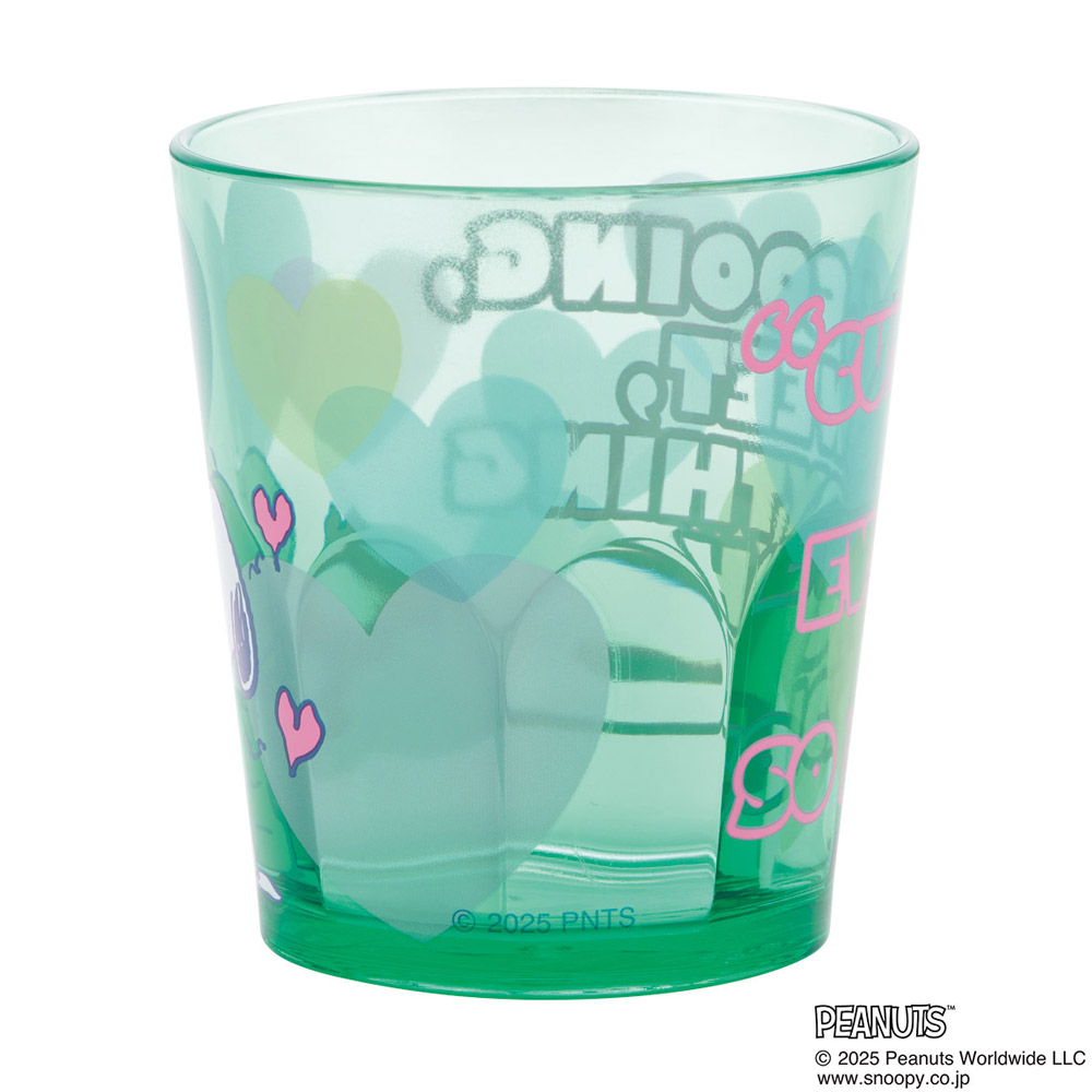 スケーター アクリル コップ 割れにくい 280ml プラスチック 子供 キッズ キャラクター skater KSA4J スヌーピー SNOOPY クリアハート グリーン ピーナッツ【透明 クリア アクリルコップ 洗面所 タンブラー】
