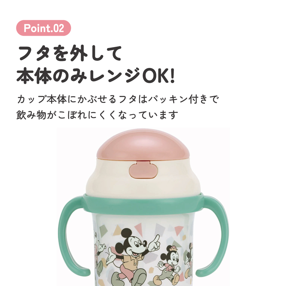 ストロー ホッパー 両手 マグ ミッキー ベビー 用品 グッズ 飲み 練習 ディズニー KSH2 スケーター【シリコン飲み口 替え吸い口1コ付き お出かけ 外出 水分補給 かわいい キャラクター Disney ミッキーフレンズ レトロ】