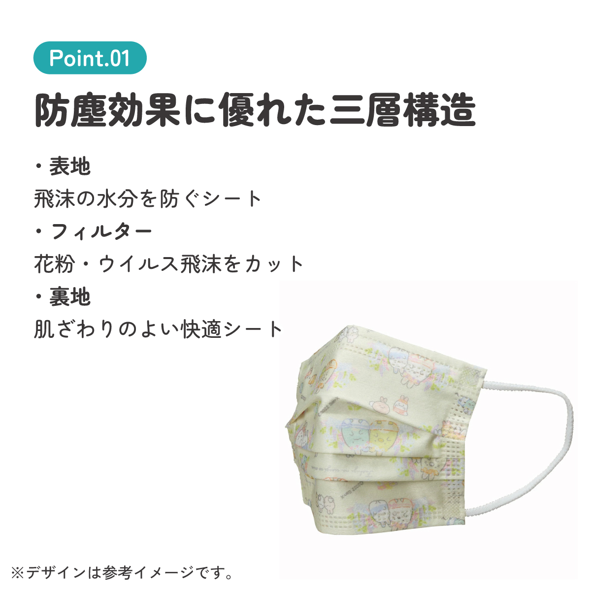 子供プリーツマスク 25枚入り すみっコぐらし うさぎのおにわ/MSKP25_4973307627101