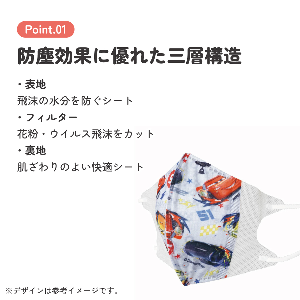 子供立体マスク Mサイズ/25枚入りカーズ/MSKS25_4973307626128/スケーター