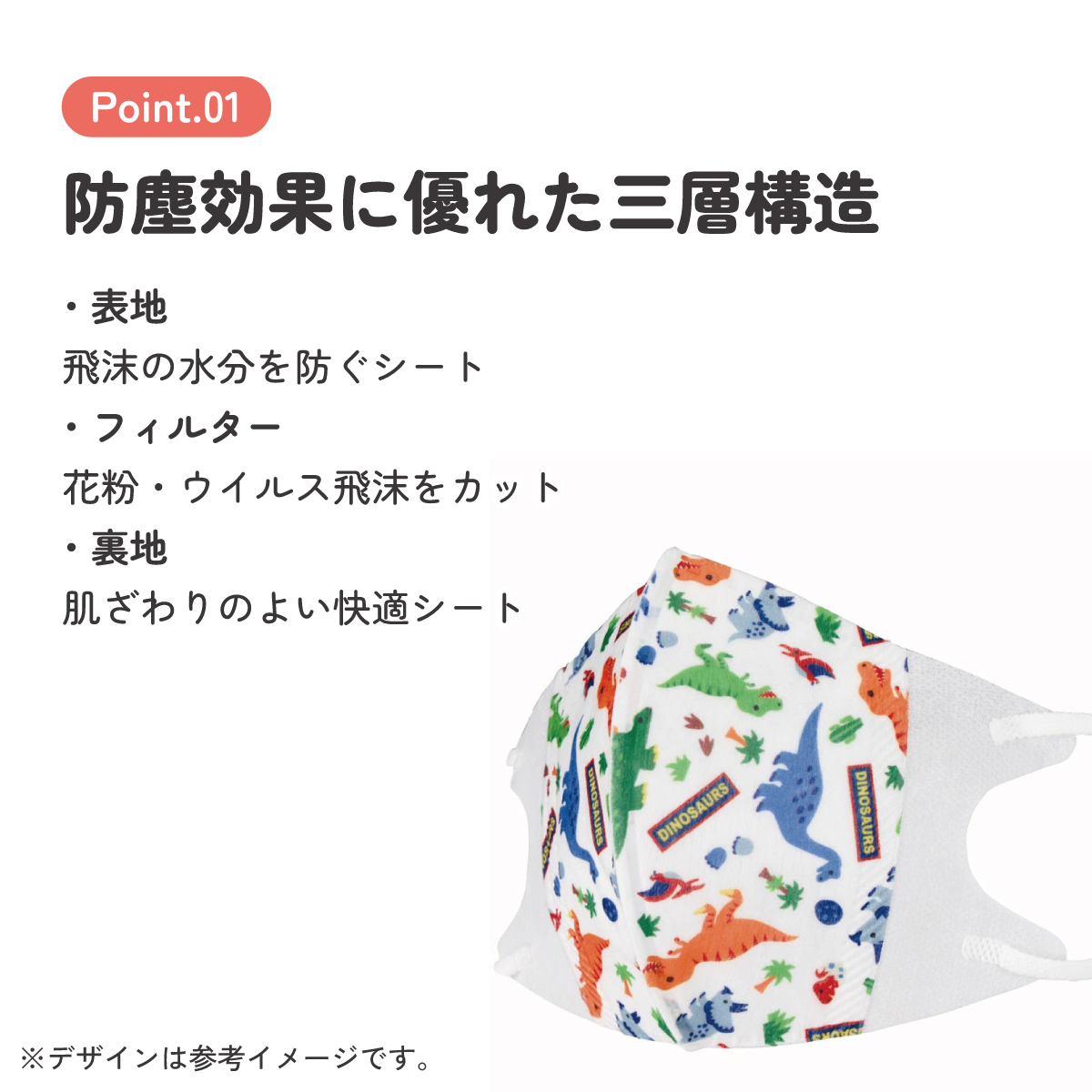 子供立体マスク Mサイズ/25枚入りディノサウルス/MSKS25_4973307626739/スケーター