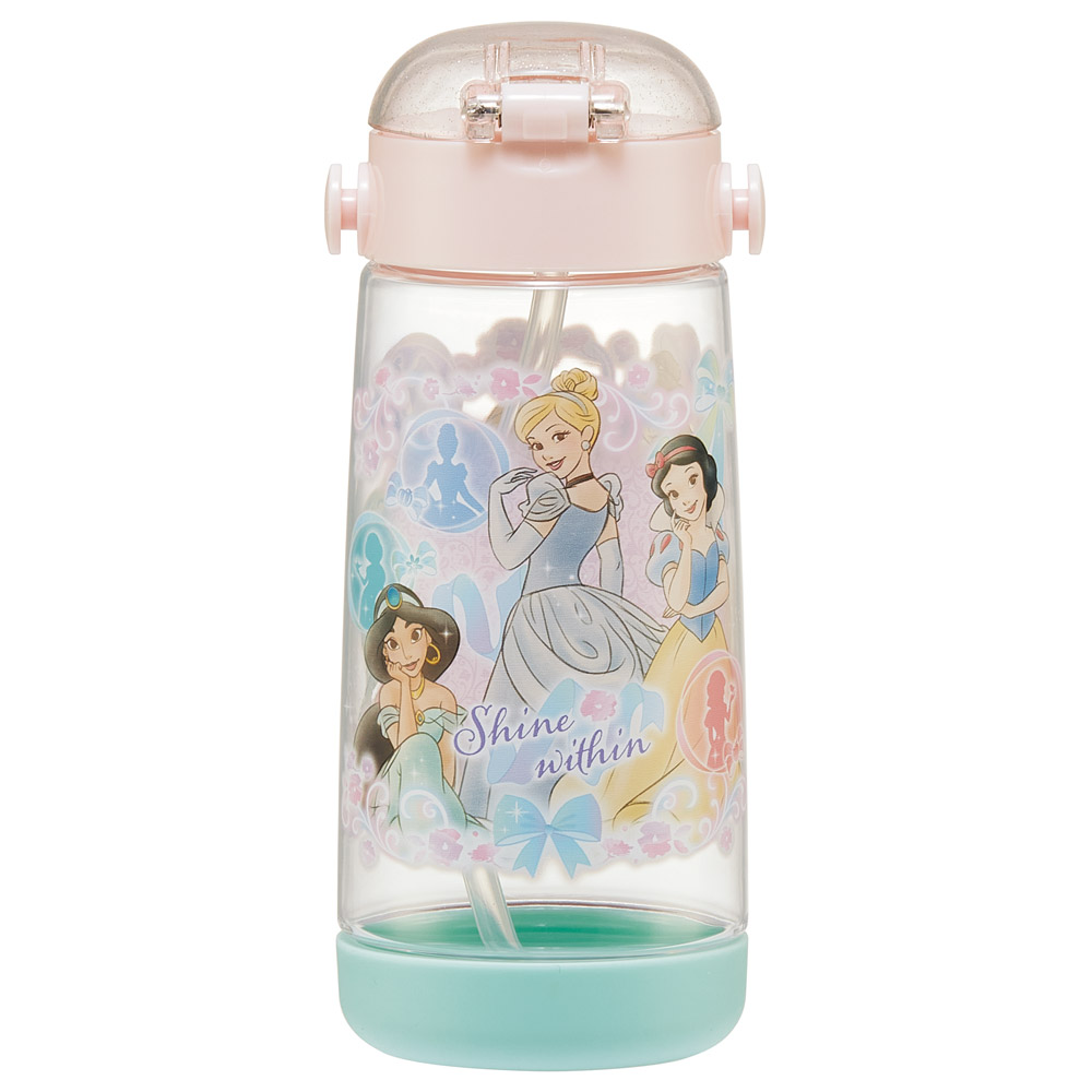 【送料無料】ワンプッシュ式ストロー水筒 プラスチック製 480ml プリンセス25/PDSH5_4973307690037