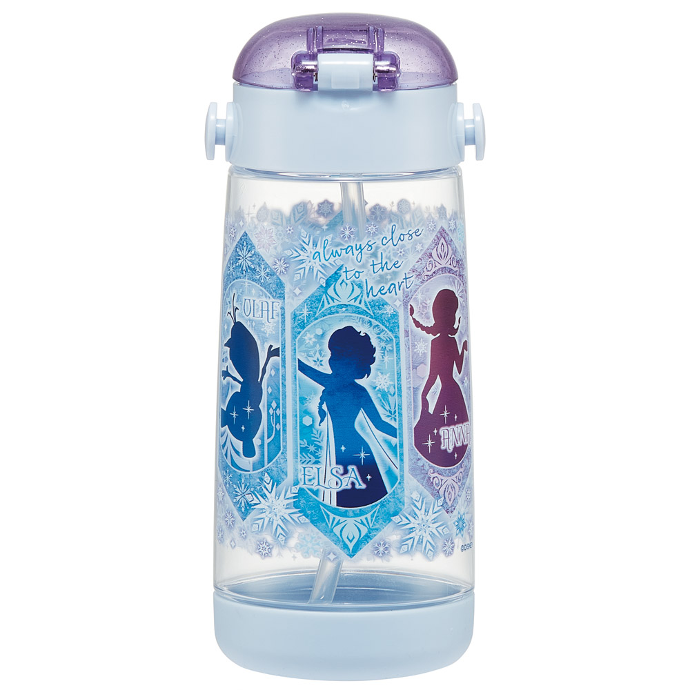 【送料無料】ワンプッシュ式ストロー水筒 プラスチック製 480ml アナと雪の女王25/PDSH5_4973307690259