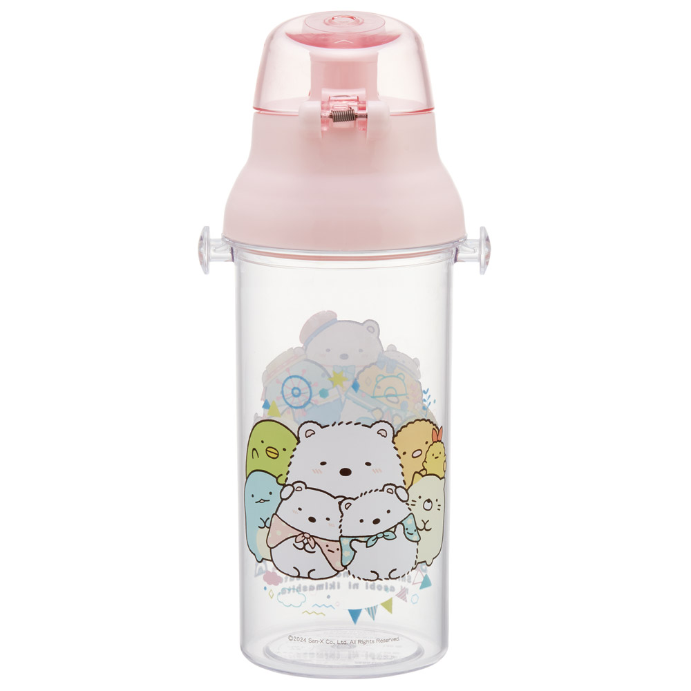 水筒 キッズ ワンタッチ プラスチック 直飲み クリア ボトル 480ml skater スケーター PSB5TR 透明 すみっコぐらし すみっこ ぐらし 女の子 女子