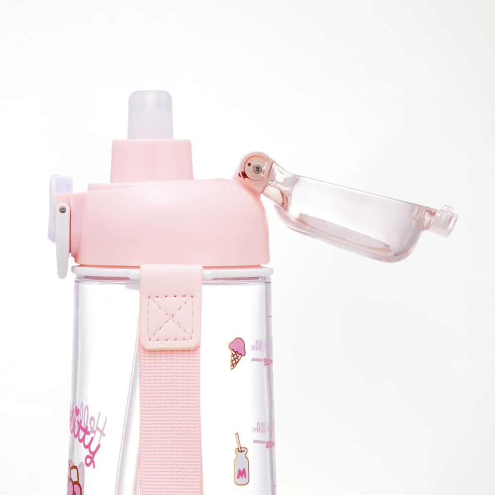 ワンプッシュ ストロー ボトル 水筒 630ml 透明 クリア 子供 キッズ かわいい スケーター skater PSHPO6 キティ ハローキティ キティちゃん 女の子