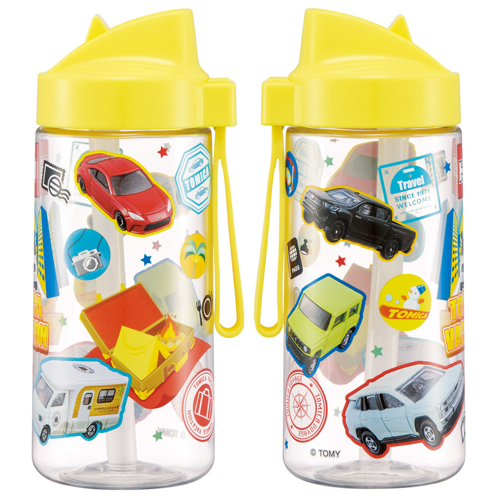 ストロー ボトル 水筒 500ml スパウト型 プラスチック クリア キッズ 子供 スケーター skater PSTB5 トミカ tomica 車 くるま 男の子 男子 男児