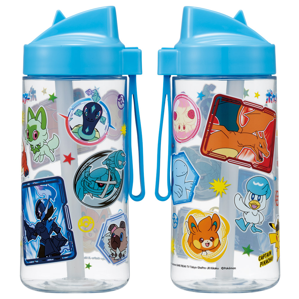 スパウト ストロー 付き 水筒 500ml マグ ウォーター ボトル 透明 キャラクター skater スケーター PSTB5 ポケットモンスター ポケモン 24年 ピカチュウ 男の子