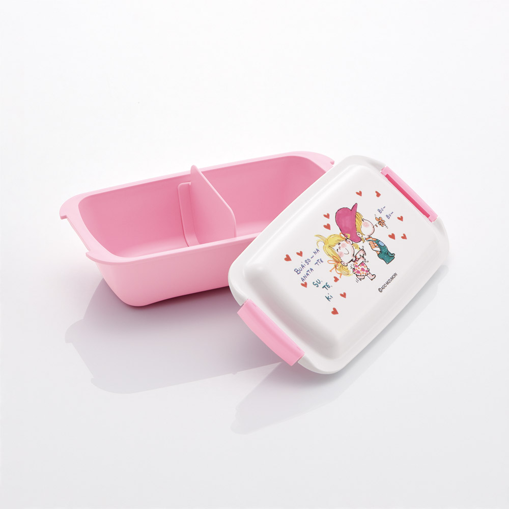 スケーター 洗いやすい弁当箱 パッキン溝の幅が広い ふわっと お弁当箱 530ml 1段 弁当 skater PTLB6B 水森亜土 かわいい グッズ【子供 大人 バイオマス ランチボックス レンジ 食洗機 対応】