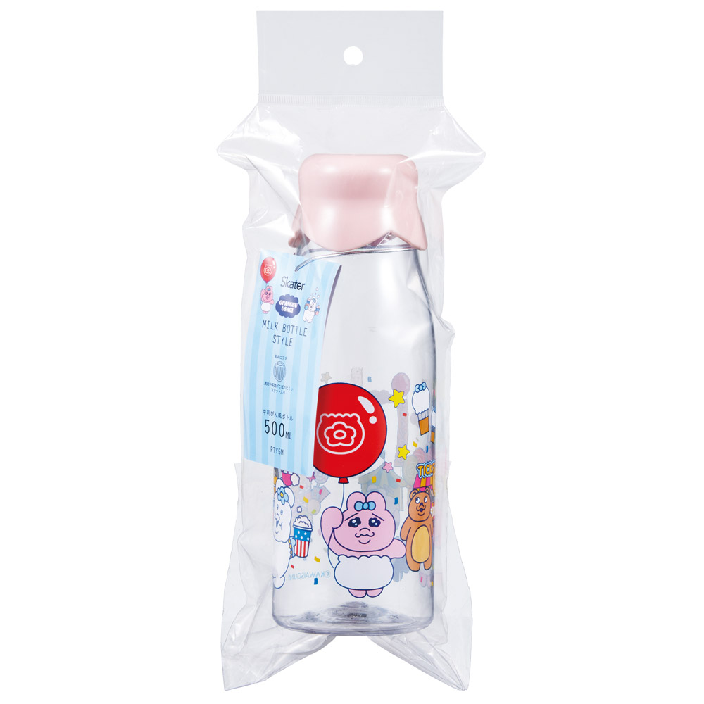 スケーター 牛乳瓶風 ボトル 水筒 牛乳瓶型 500ml プラスチック おもしろ 軽量 キャラクター skater PTY5M おぱんちゅうさぎ おパンチュウサギ レトロ遊園地【面白い かわいい 透明 クリアボトル ウォーターボトル】