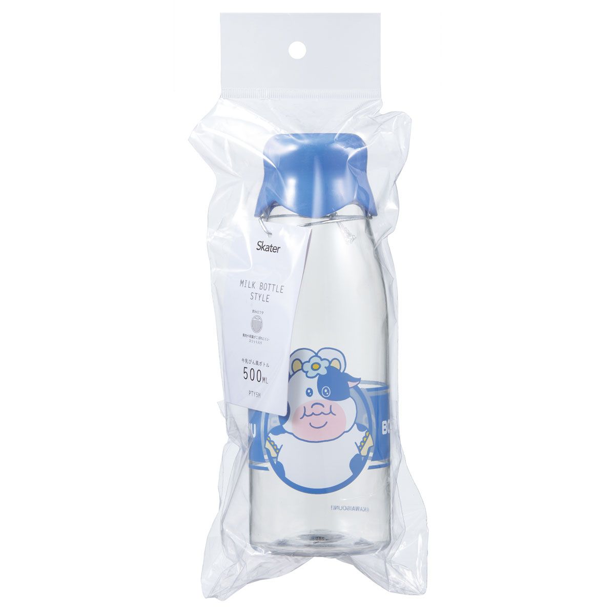 スケーター 牛乳瓶風 ボトル 水筒 牛乳瓶型 500ml プラスチック おもしろ 軽量 キャラクター skater PTY5M んぽちゃむ きみまろ グッズ【面白い かわいい 透明 クリアボトル ウォーターボトル】