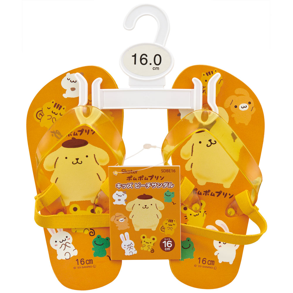ビーチサンダル キッズ 16cm 子供 キャラクター サンダル 夏用 痛くない skater SDBE16 スケーター ポムポム プリン サンリオ 女の子 男の子 女子【ビーサン子ども 海 ゴムバンド付き 子供用 おしゃれ プレゼント】
