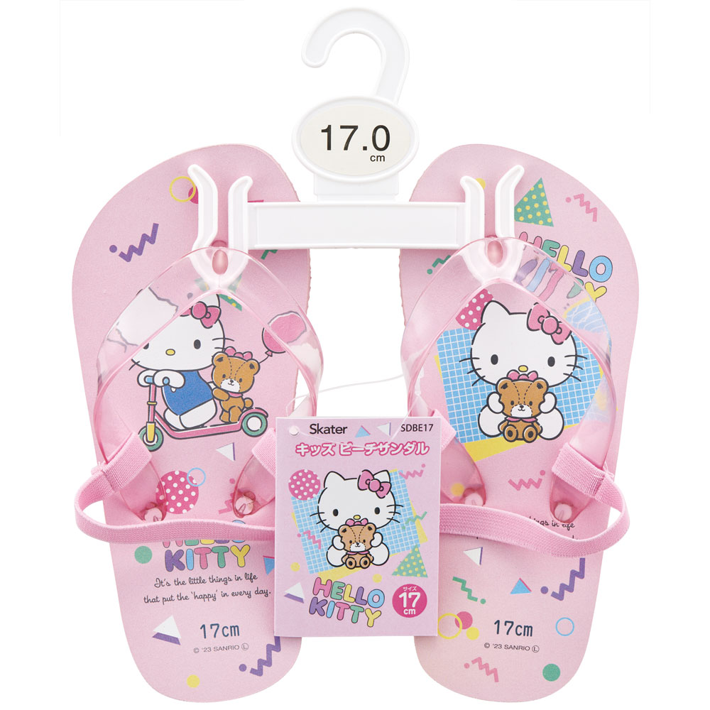 ビーチサンダル キッズ 17cm 子供 キャラクター サンダル 夏用 痛くない skater スケーター SDBE17 23年 キティ ハローキティ キティちゃん 女の子【17 ビーサン子ども 海 プール ゴムバンド付き 子供用 ギフト】