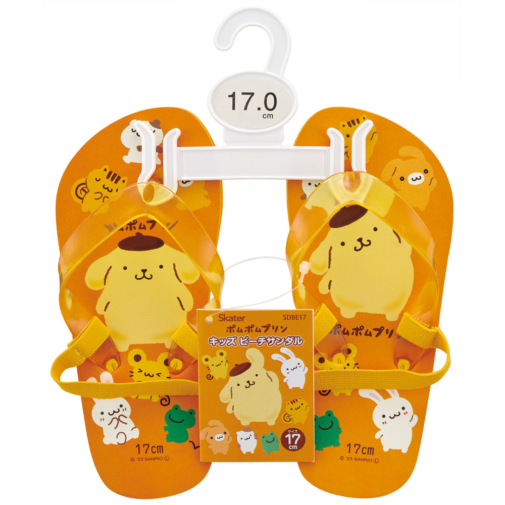 ビーチサンダル キッズ 17cm 子供 キャラクター サンダル 夏用 痛くない skater スケーター SDBE17 23年 ポムポム プリン サンリオ 女の子 男の子 女子【17 ビーサン子ども 海 プール ゴムバンド付き 子供用 ギフト】