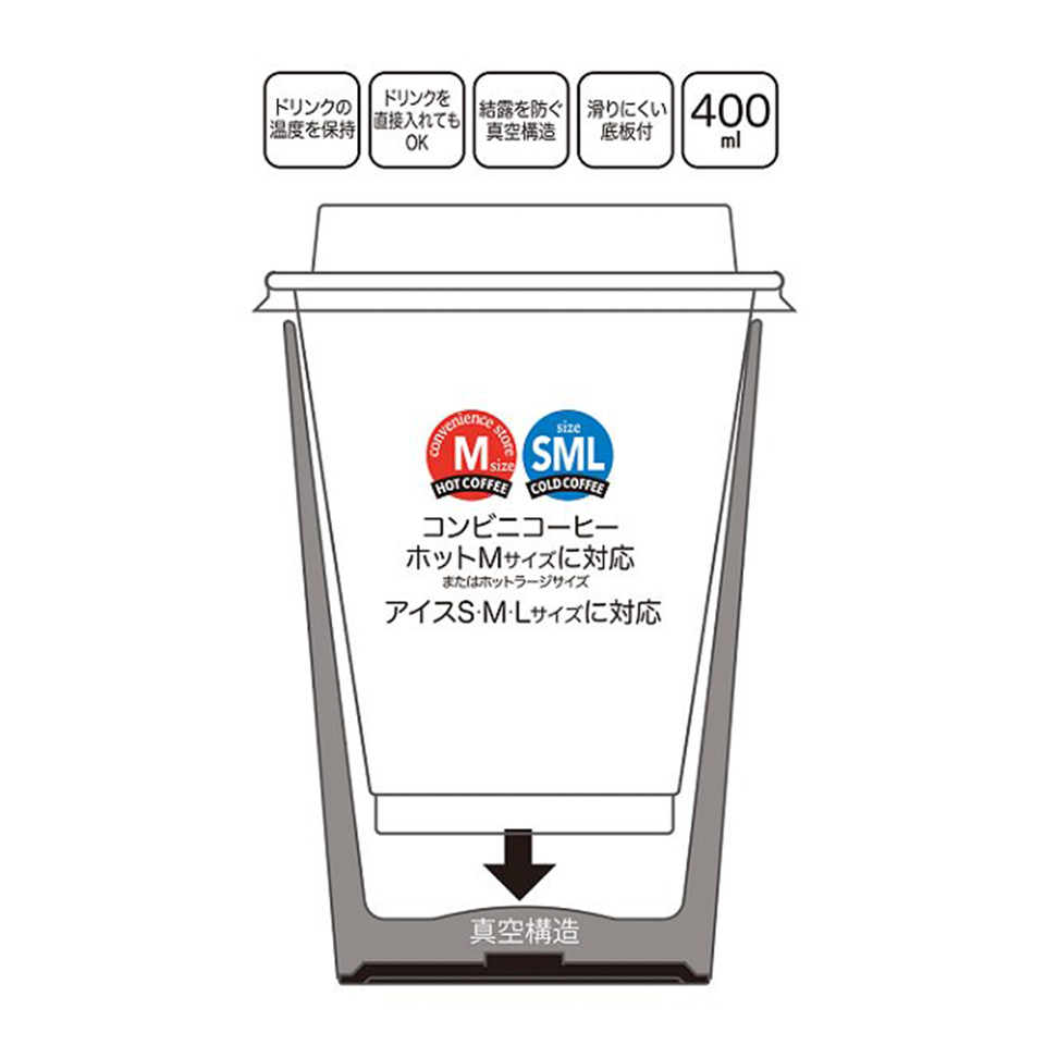 スケーター ステンレスタンブラー キャラクター コンビニ タンブラー ステンレス 400ml 保温 skater STCV2 Nuiパン ぬいパン ぬいぱん ヌイパン ディズニー【おしゃれ かわいい マグカップ コーヒーマグ コップ】