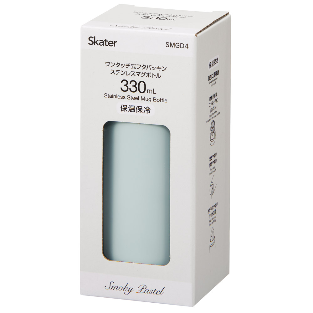 スケーター 水筒 ステンレス マグ ボトル 330ml 保温 保冷 コロンとした かわいい フォルム skater SMGD4 スモーキーグリーン 緑 みどり【丸み おしゃれ マグボトル 子供 大人】