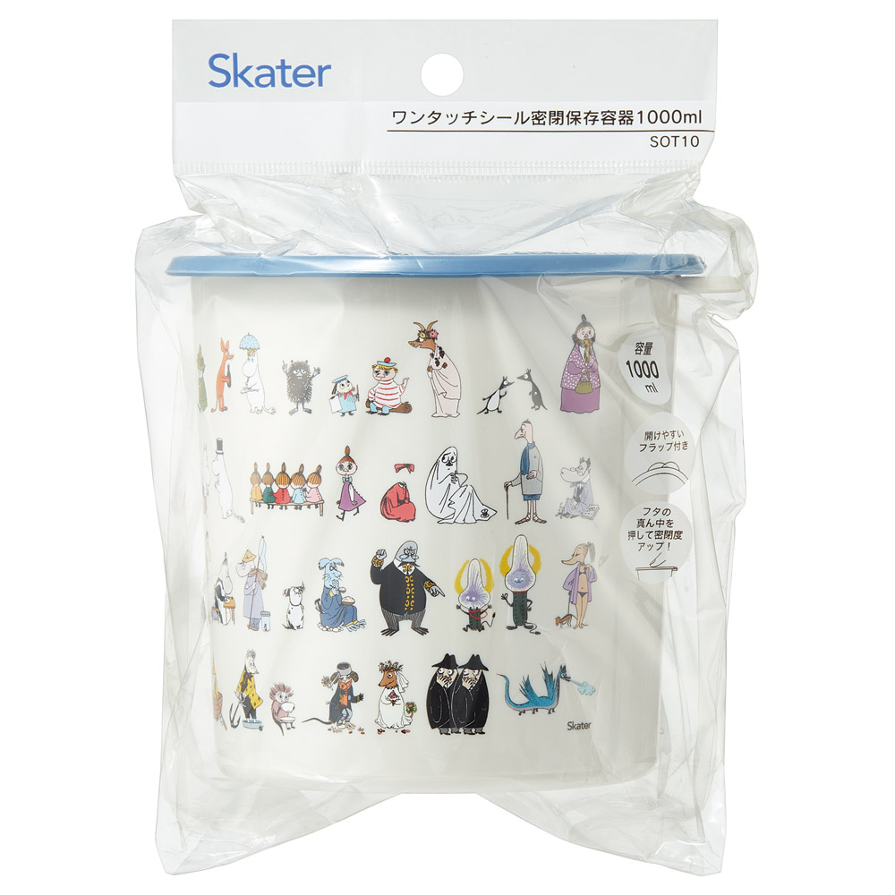 スケーター ワンタッチ 密閉 保存容器 L 1000ml プラスチック 日本製 蓋付き 食品保存 軽い skater SOT10 ムーミン 80 Moomin リトルミイ 女性 レディース