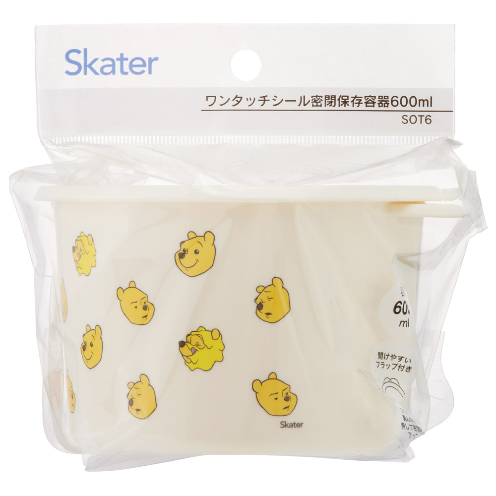 ワンタッチ 密閉 保存容器 S 600ml プラスチック 日本製 蓋付き 食品保存 軽い skater スケーター SOT6 くまのプーさん プーさん Pooh ファニーフェイス 女性
