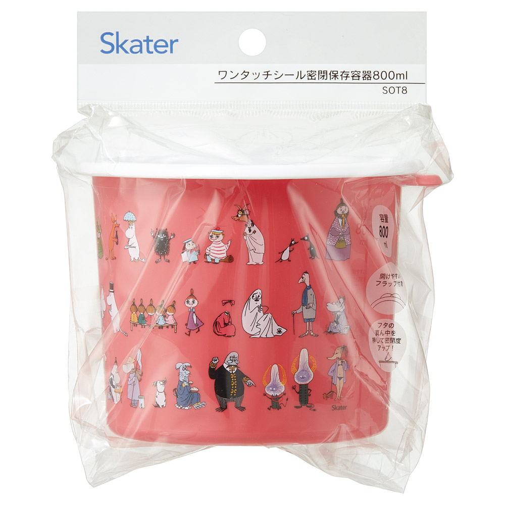 スケーター ワンタッチ 密閉 保存容器 M 800ml プラスチック 日本製 蓋付き 食品保存 軽い skater SOT8 ムーミン 80 Moomin リトルミイ 女性 レディース