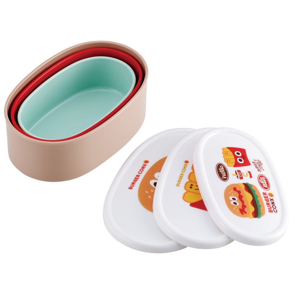 スケーター シール容器 3P キャラクター 保存 容器 セット 3個セット キッズ 可愛い skater SRS3S バーガーコンクス BURGER CONX 男の子 女の子【3個 セット 幼稚園 保育園 子供 子ども 弁当 ランチ】