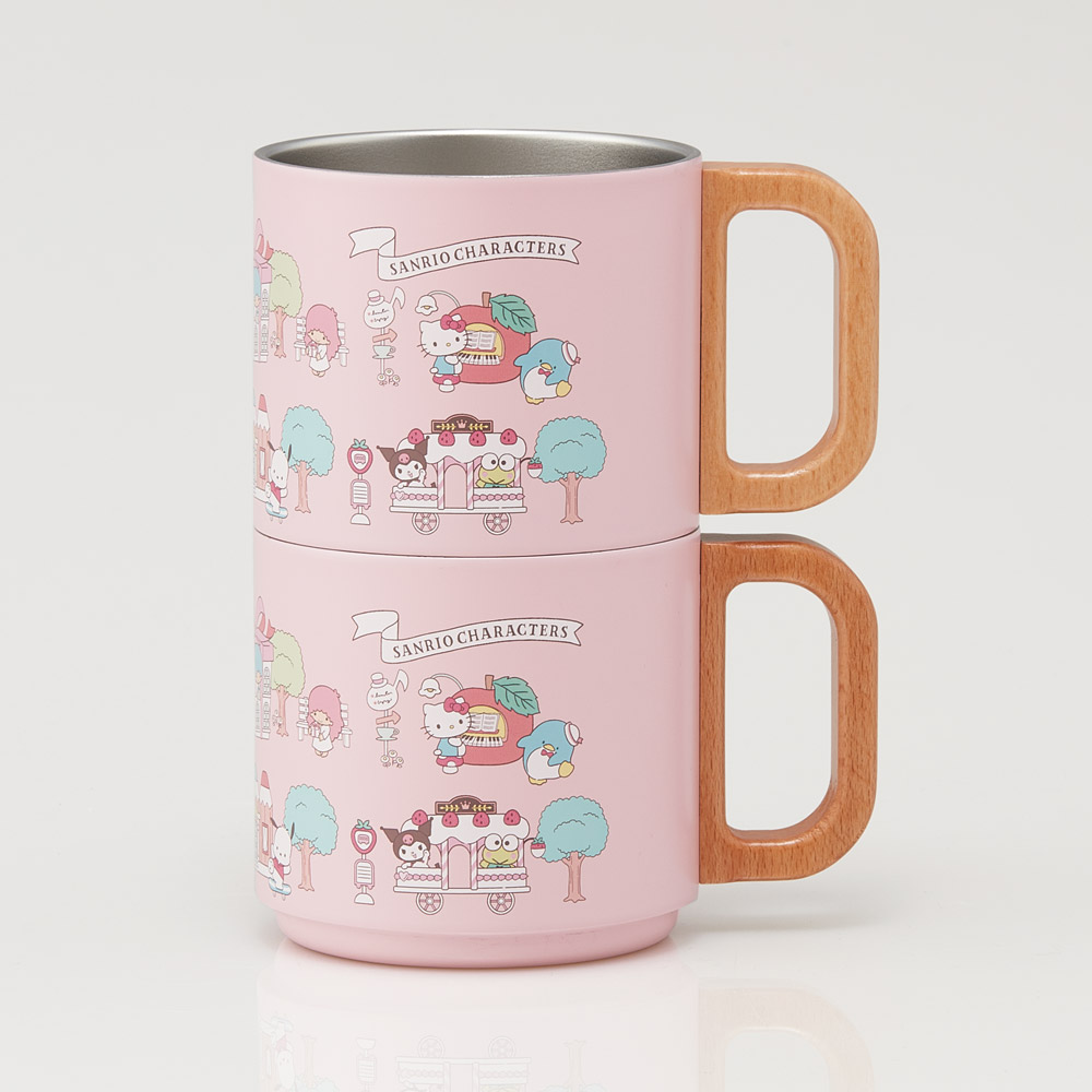 スタッキング ステンレスマグ 350ml 保温 保冷 持ち手付 コップ キャラクター スケーター skater SSTMG3S サンリオ キャラクター village キティ クロミ