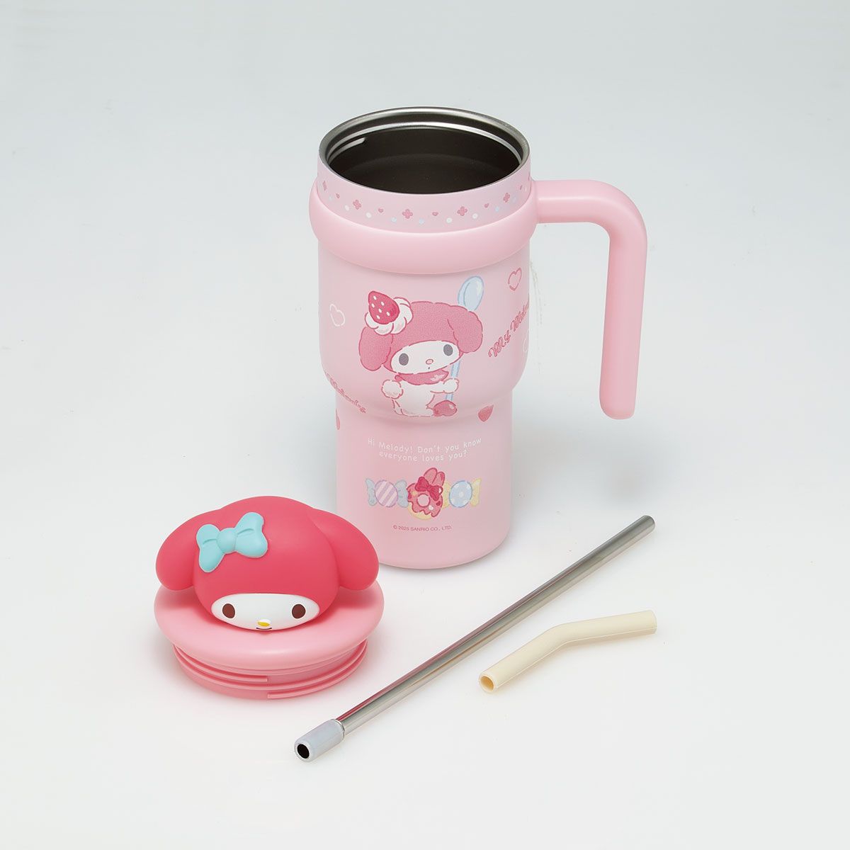スケーター ハンドル付き ストロー タンブラー 700ml 保冷 専用 マスコット付き skater STSTBM7 マイメロディ マイメロ サンリオ 女の子 女子【子供 キッズ 大人 真空二重構造 持ち手付き】