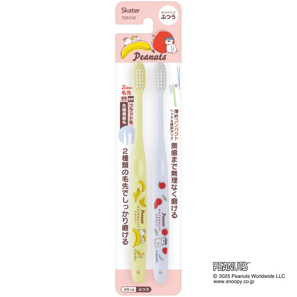 【メール便対象品】 スケーター 歯ブラシ 2本 セット ふつう 衛生 用品 はみがき キャラクター 可愛い TBN1W skater スヌーピー 26年 SNOOPY ピーナッツ PEANUTS【歯ぶらし はぶらし ハブラシ 歯磨き ハミガキ 虫歯 予防 2本入】