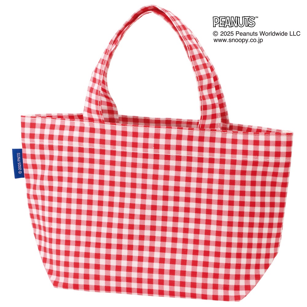 スケーター 帆布 ランチバッグ ランチ トートバッグ お弁当 バッグ おしゃれ 弁当 弁当袋 skater YEB1N スヌーピー チェックロゴ RED 赤 SNOOPY PEANUTS【かわいい かばん トート 入れやすい ランチバック 布 お弁当袋】