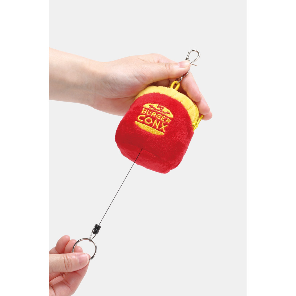 ぬいぐるみ リール付き キーホルダー マスコット 鍵 小物入れ 可愛い 子供 キッズ skater スケーター ZRNK1 バーガーコンクス ポテト BURGER CONX 男の子 女の子【小物ケース キーリング リール こども】