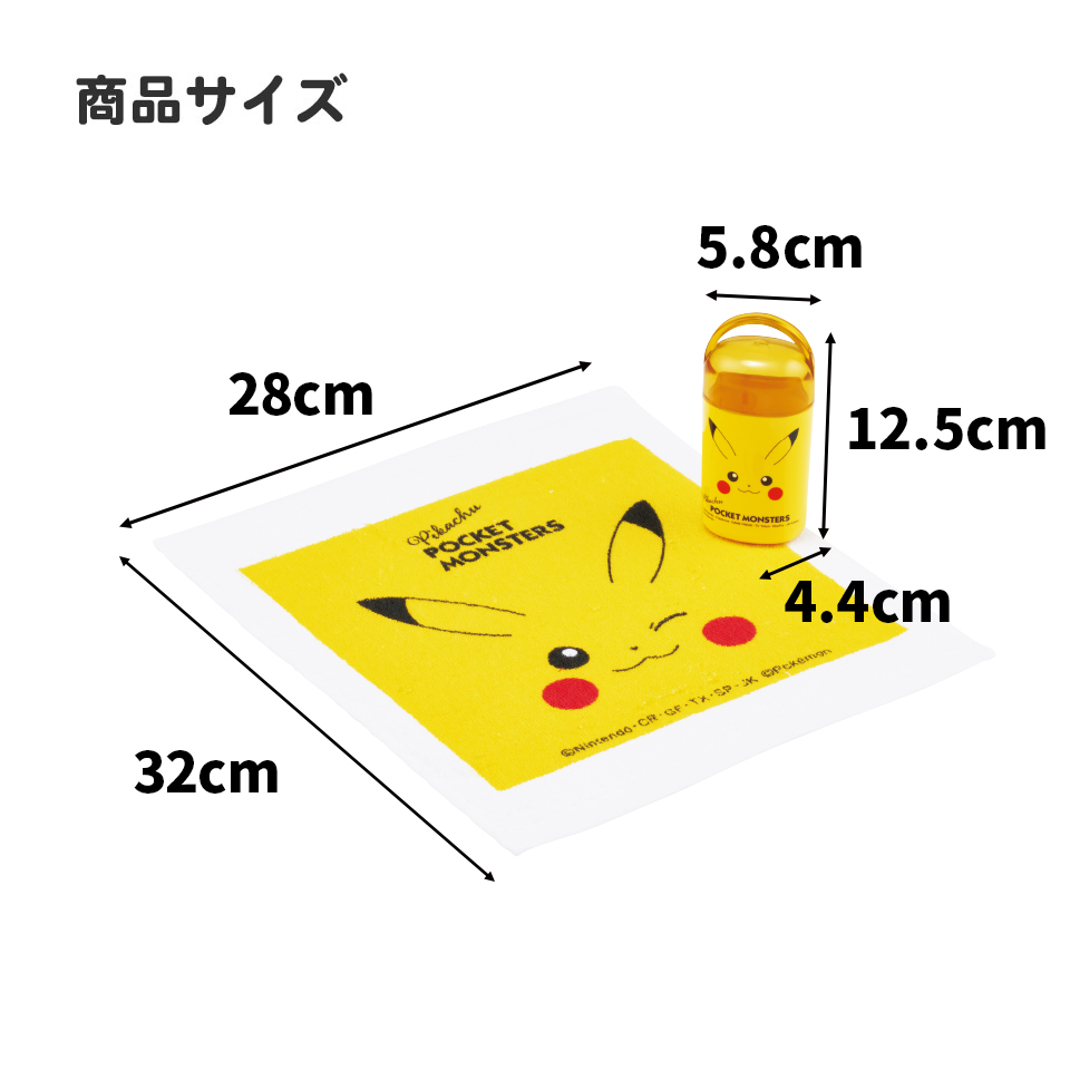 抗菌ケース付おしぼり ピカチュウフェイス２３／OA5AG_4973307634925／スケーター
