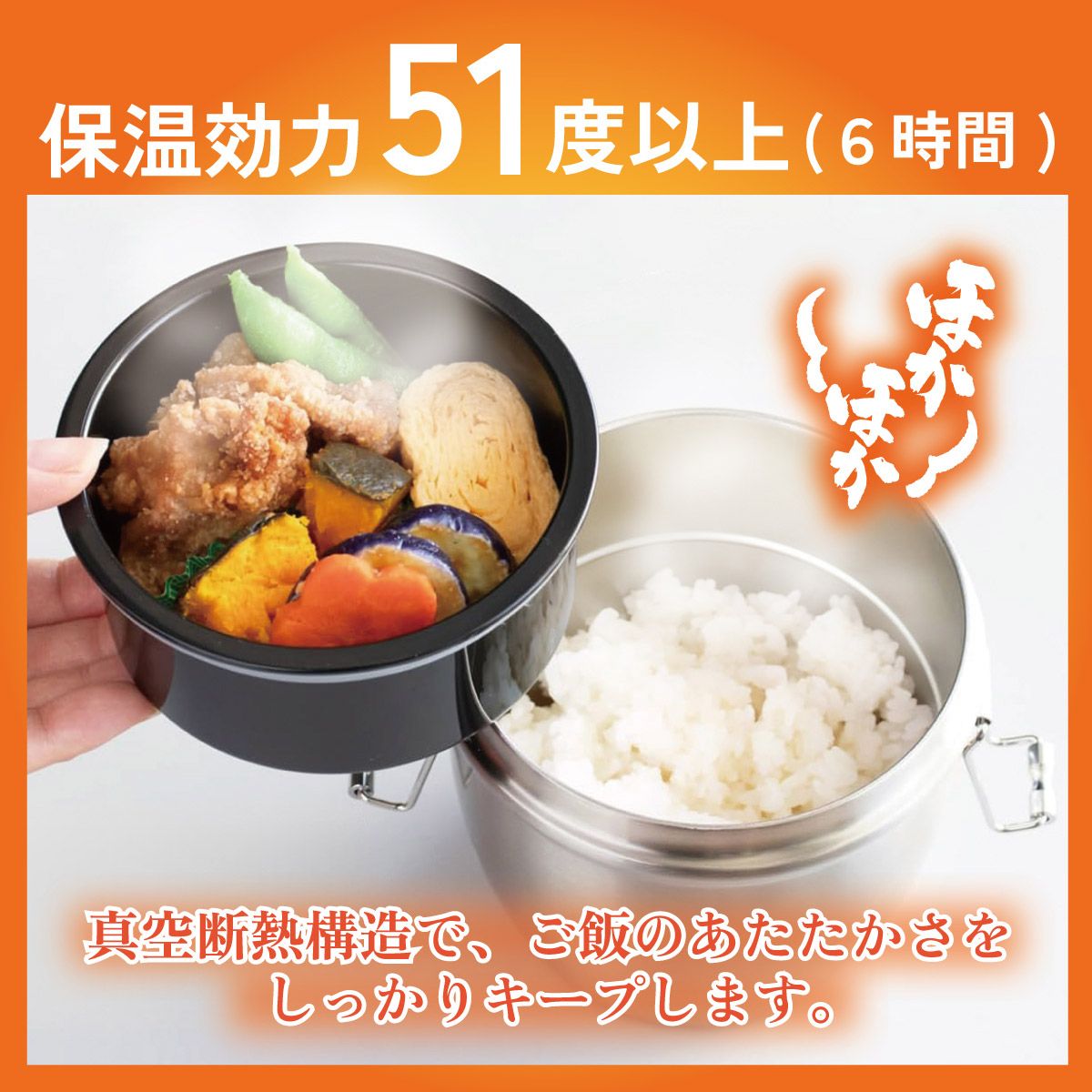 送料無料】抗菌真空ステンレスランチジャー 丼タイプ 550ml/2段