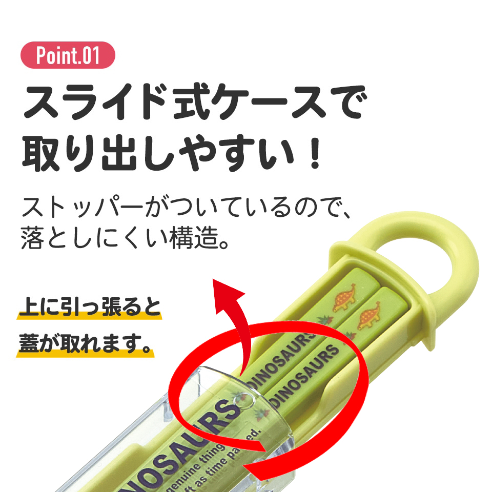 抗菌食洗機対応箸箱セット 箸16.5cm ディノサウルスピクチャーブックNEW/ABS2AMAG_4973307667206