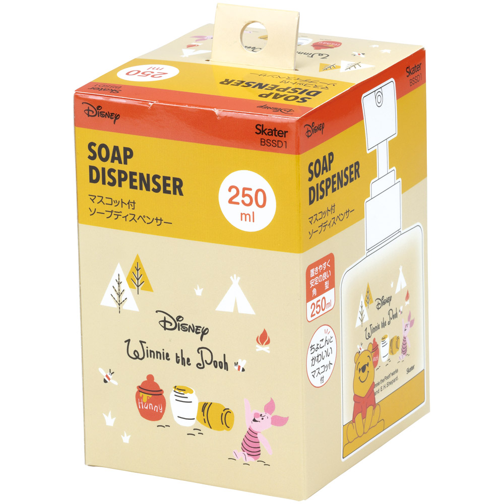 マスコット付き ソープ ディスペンサー 250ml 詰め替え ボトル 手洗い ポンプボトル スケーター skater BSSD1 くまのプーさん プーさん Pooh 女性 レディース【ハンドソープ 洗面用品 洗面所 手動 キャラクター】