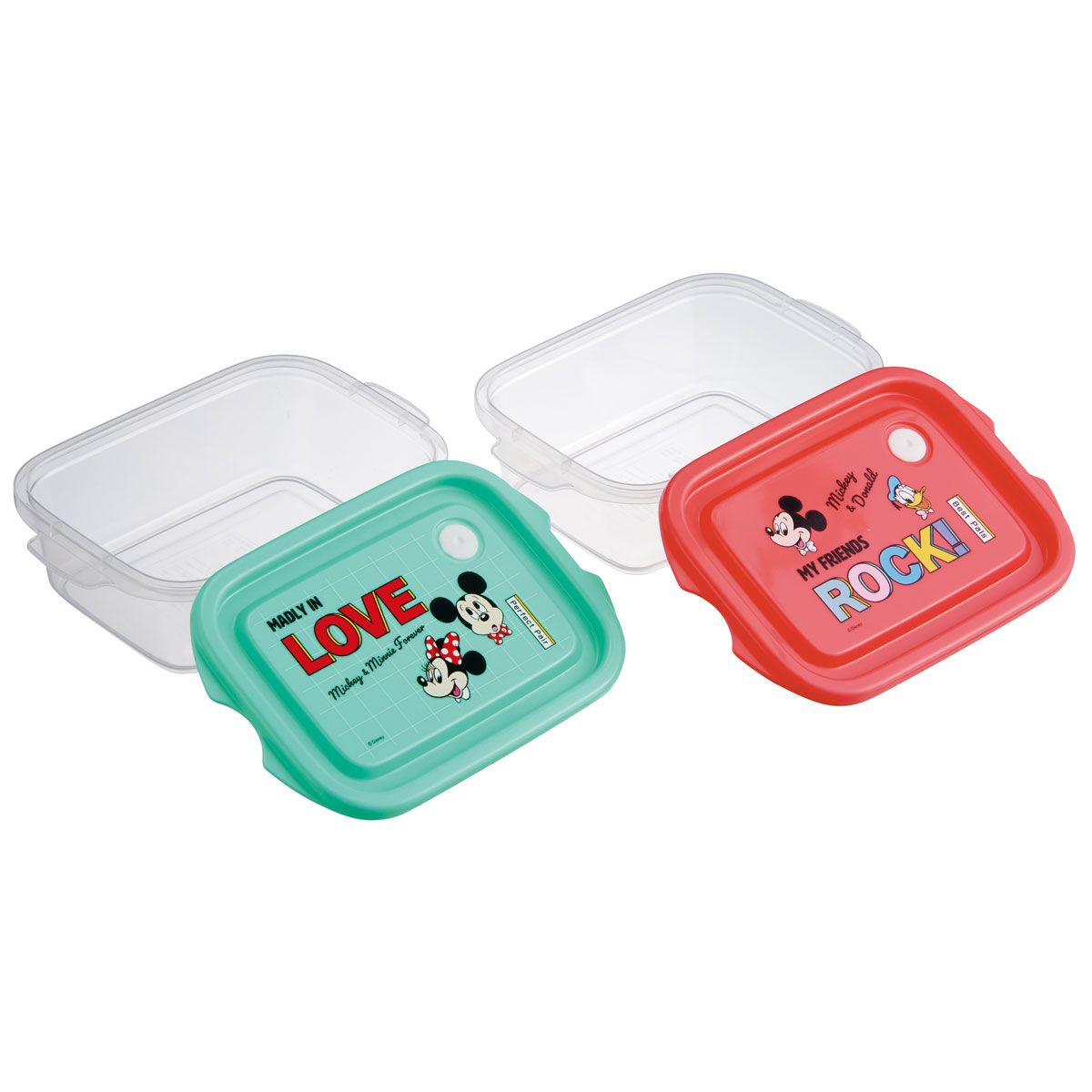 スケーター 保存容器 弁当箱 フードコンテナ シールボックス 2個セット 500ml プラスチックskater FCN2W ミッキー&フレンズ グリッド ミッキーマウス【おしゃれ 食品保存 食材保存 シンプル お弁当 ランチボックス】