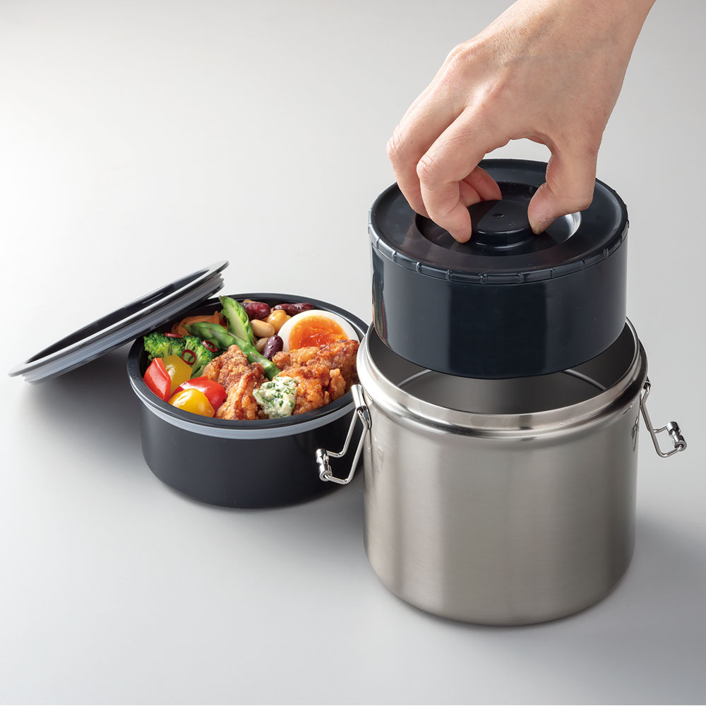 【送料無料】抗菌 保温 ステンレスランチジャー　弁当箱 真空 ステンレス ランチボックス 総容量 820ml セパレート設計 スケーター STLB3DXAG