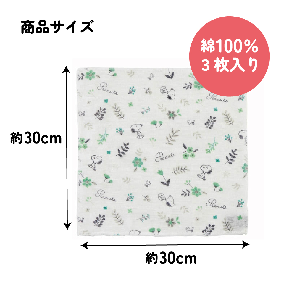 かや 生地 ふきん 3枚 セット 30×30cm　スヌーピー　// 蚊帳織 かやおり 布巾 キャラクター 台所 用品 グッズ キッチン タオル 台拭き 食器拭き 食器洗い 綿100% SNOOPY ピーナッツ PEANUTS KFKC3 4973307576263 スケーター