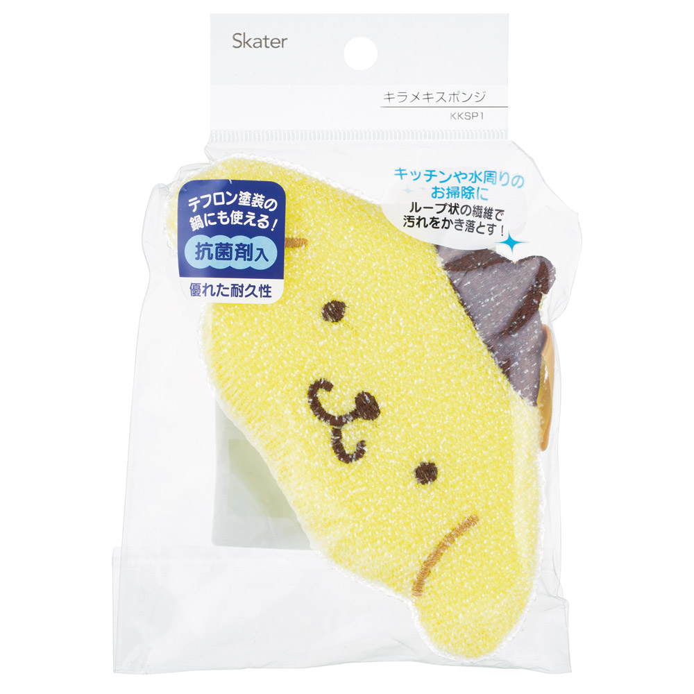 スケーター スポンジ きらめきスポンジ キラキラ キラメキ たわし 台所 キッチン グッズ 可愛い skater KKSP1 ポムポム プリン サンリオ 女の子 男の子 女子【水回り 洗い物 掃除 抗菌剤入り きらめき】