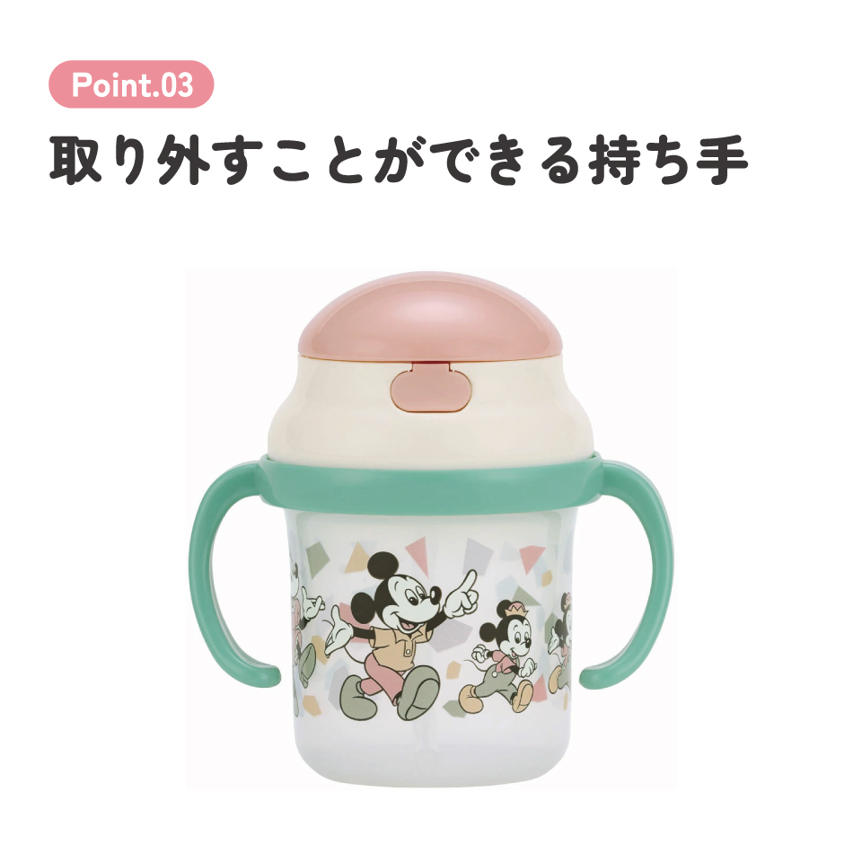 ストロー ホッパー 両手 マグ ミッキー ベビー 用品 グッズ 飲み 練習 ディズニー KSH2 スケーター【シリコン飲み口 替え吸い口1コ付き お出かけ 外出 水分補給 かわいい キャラクター Disney ミッキーフレンズ レトロ】