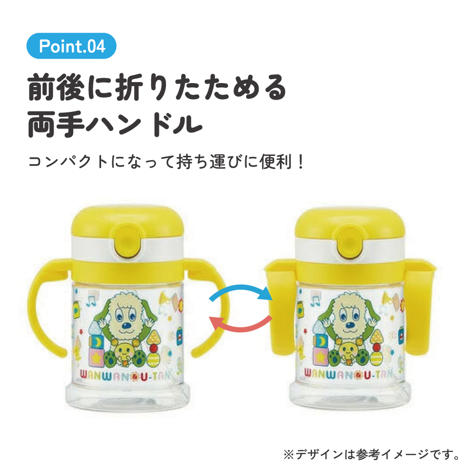 折りたたみハンドル付ストローマグ260ml いないいないばあっ！  ベビーマグ ストロー ストロー飲みマグ 飲み方練習 【両手ハンドル お出かけ 外出 水分補給 キャラクター ワンワン うーたん スケーター】