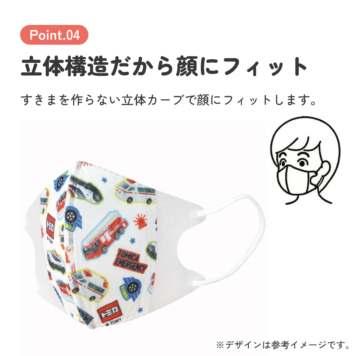 子供立体マスク Mサイズ/7枚入りトミカ23/MSKS3N_4973307651458
