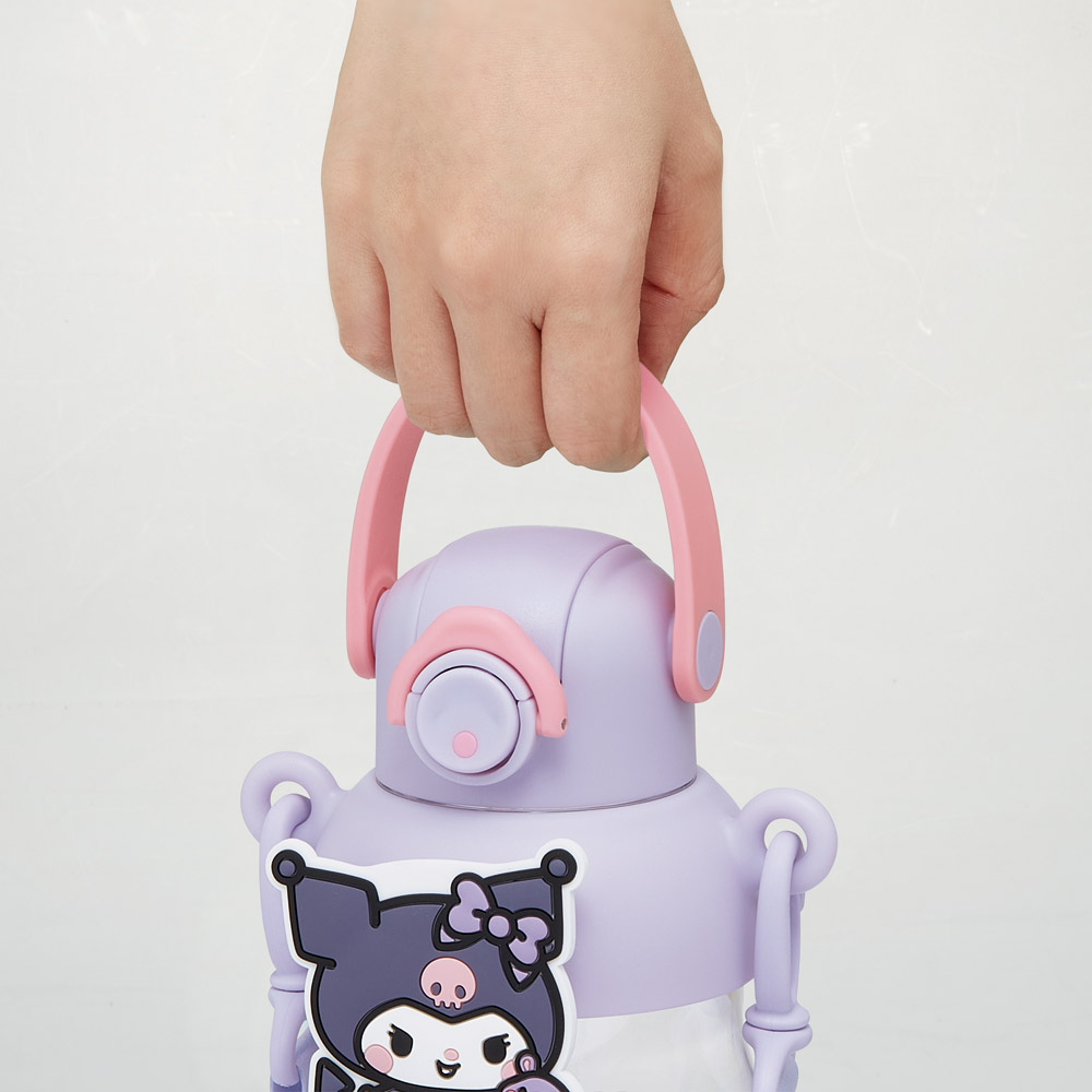 【送料無料】ラバー マスコット付き ストロー ボトル 水筒 650ml ショルダーベルト付き 子供 スケーター skater PRMC7ST クロミ クロミちゃん サンリオ 女の子 女子