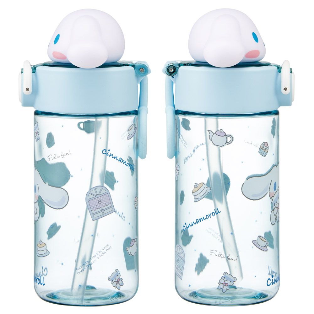 スケーター マスコット付き ストロー ボトル 水筒 470ml 手提げ リング 子供 skater PSBM5 シナモロール シナモン サンリオ 女の子 女子【ストロー飲み ストロータイプ 子ども こども かわいい】