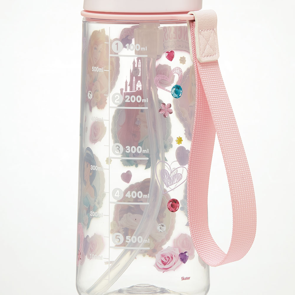 【送料無料】ワンプッシュ ストロー ボトル 水筒 630ml 透明 クリア 子供 キッズ かわいい スケーター skater PSHPO6 ディズニー プリンセス 女の子 女子