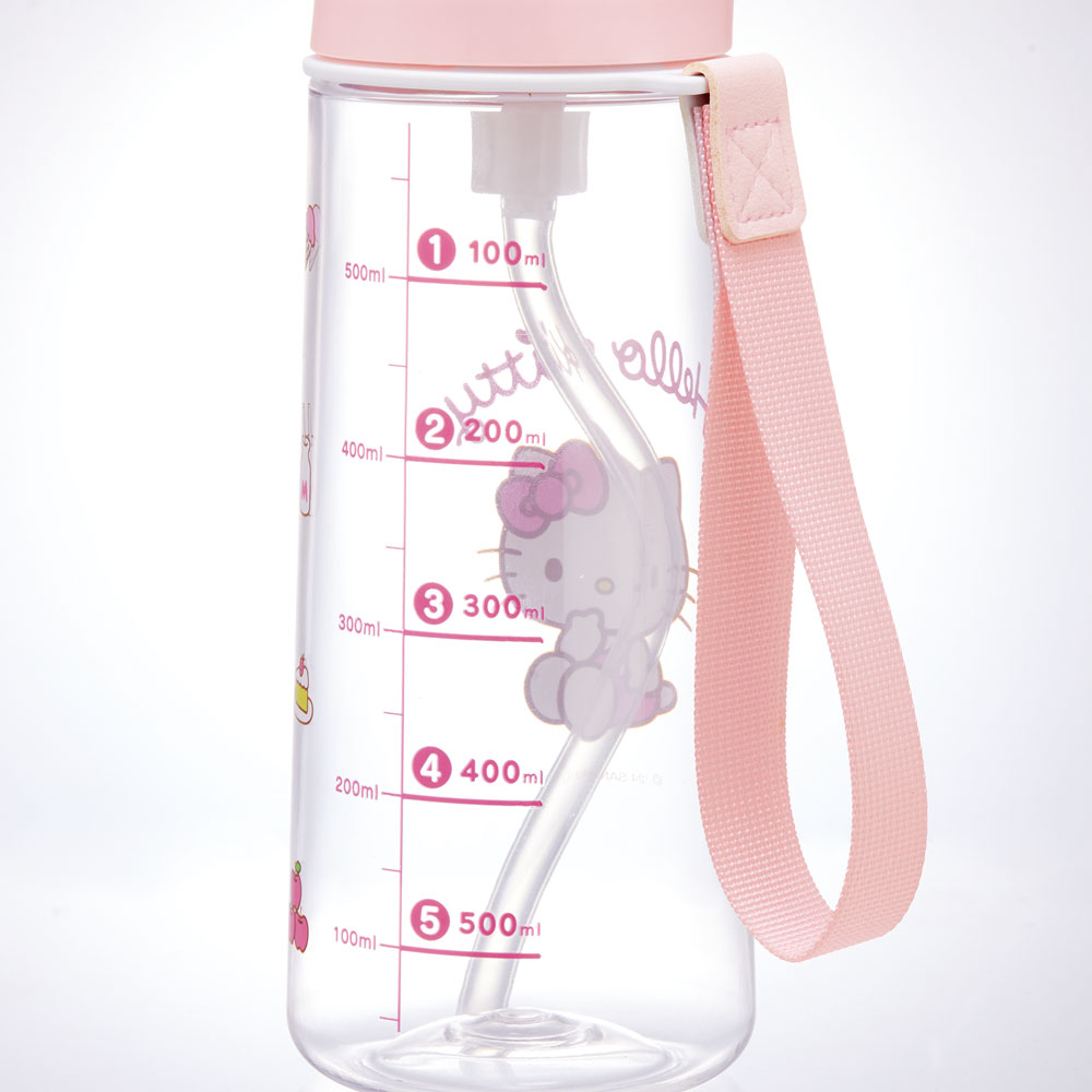 ワンプッシュ ストロー ボトル 水筒 630ml 透明 クリア 子供 キッズ かわいい スケーター skater PSHPO6 キティ ハローキティ キティちゃん 女の子