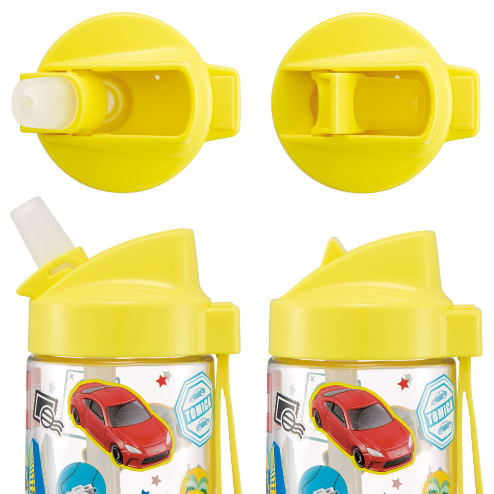 ストロー ボトル 水筒 500ml スパウト型 プラスチック クリア キッズ 子供 スケーター skater PSTB5 トミカ tomica 車 くるま 男の子 男子 男児