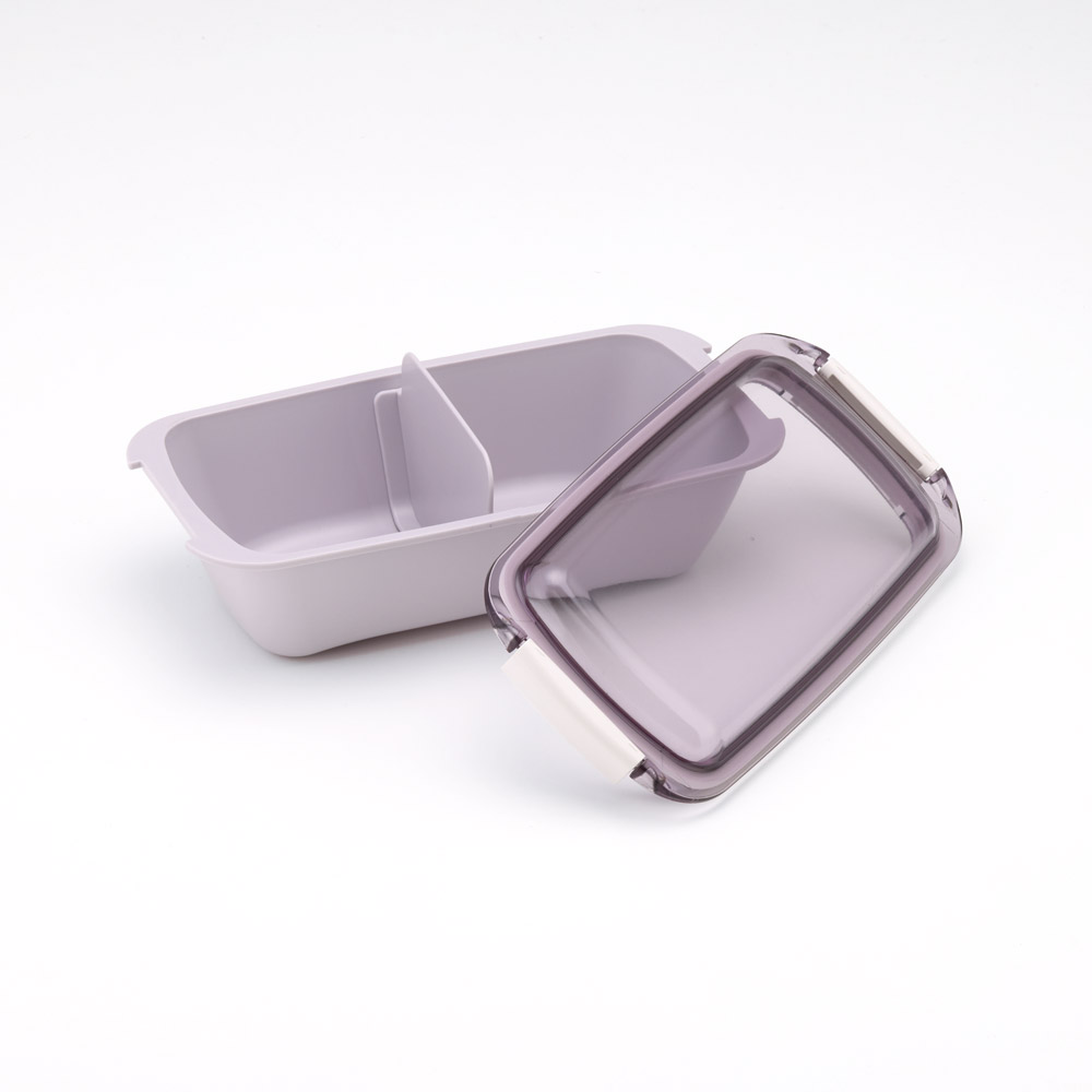 洗いやすい弁当箱 パッキン溝の幅が広い ふわっと お弁当箱 530ml 1段 タイト ランチボックス キッズドア 弁当 子供 大人 バイオマス スケーター skater PTLB6B ラベンダー 紫 むらさき