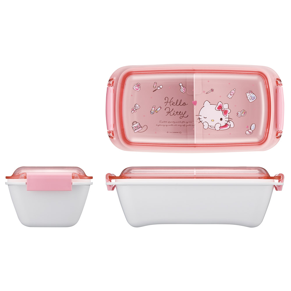 パッキンがはずしやすく洗いやすいお弁当箱 530ml ハローキティ 水彩コスメ/PTLB6B_4973307693762