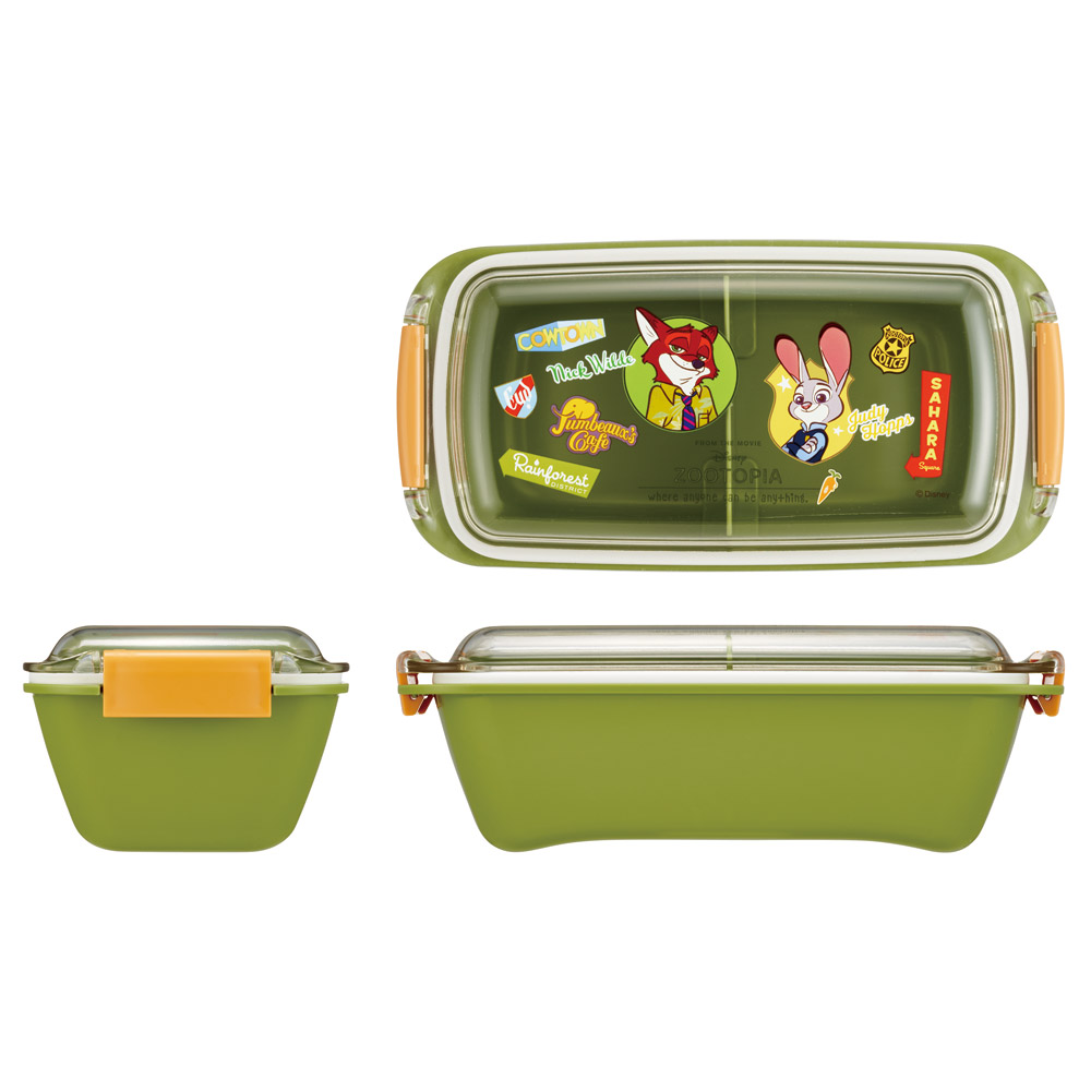 スケーター 洗いやすい弁当箱 パッキン溝の幅が広い ふわっと お弁当箱 530ml 1段 弁当 skater PTLB6B ズートピア ニック ジュディ ヴィンテージワッペン【子供 大人 バイオマス ランチボックス レンジ 食洗機 対応】