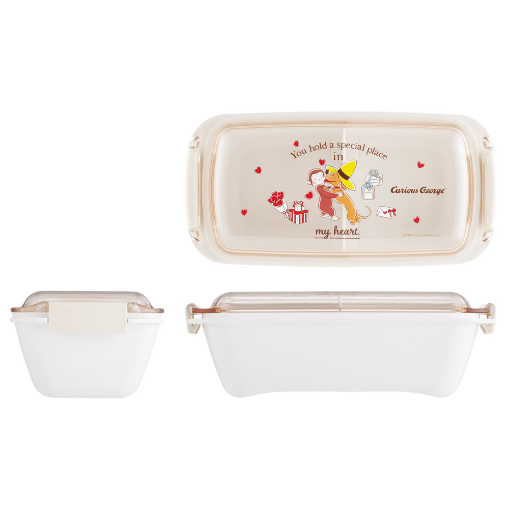 スケーター 洗いやすい弁当箱 パッキン溝の幅が広い ふわっと お弁当箱 530ml 1段 弁当 skater PTLB6B おさるのジョージ 85周年 ひとまねこざる 男子 女子【子供 大人 バイオマス ランチボックス レンジ 食洗機 対応】